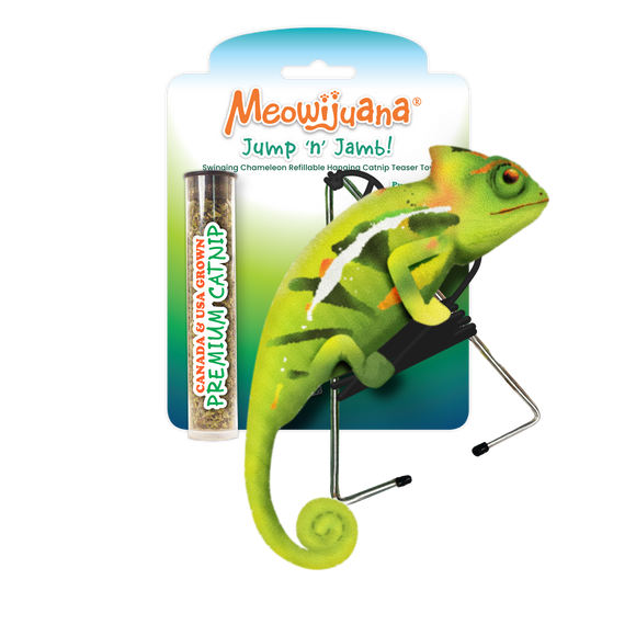 Jump 'n' Jamb - Chameleon - Refillable Catnip Swinging Toy - Case Pack - 12/case